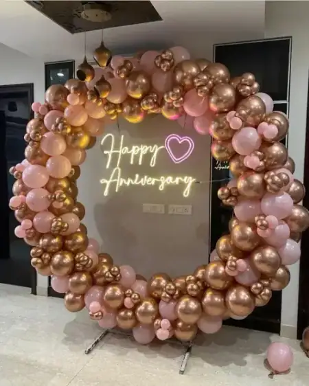Simple balloon decoration for parents anniversary celebration, Gurugram