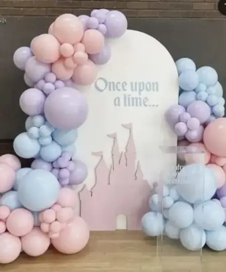 Romantic balloon canopy with LED neon sign for couple anniversary, Gurugram