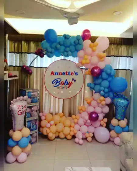 Welcome baby girl blush pink ring arch decoration with teddy bear, Gurugram