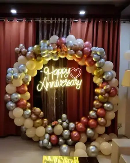 Premium 1st birthday circular ring arch with LED neon sign, Gurugram