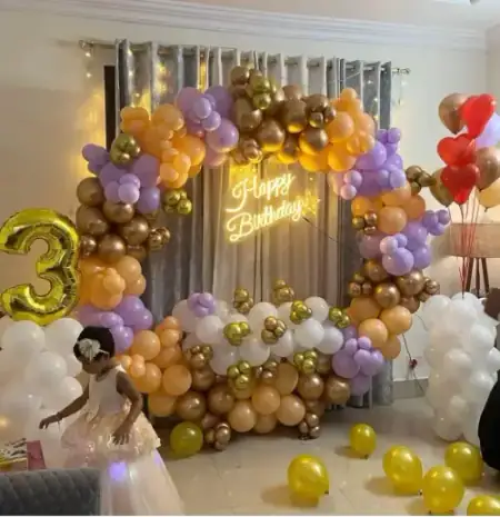 Unicorn pastel theme birthday party balloon decor, Gurugram