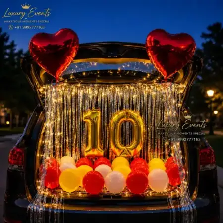 Car boot surprise birthday balloon decoration, Gurugram