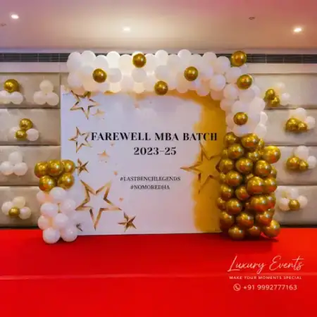 Office farewell send-off party balloon arch decoration, Gurugram