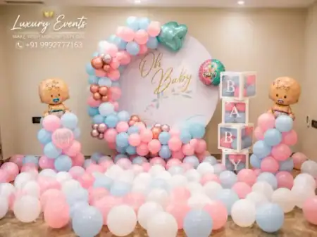Oh Baby welcome home pastel balloon arch decoration, Gurugram