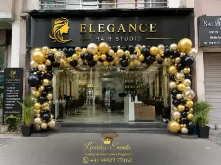 Store grand opening entrance balloon arch decoration, Gurugram