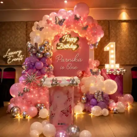 Premium organic balloon garland decoration setup, Gurugram