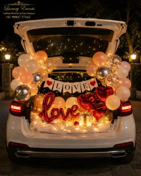 Car boot surprise decoration in DLF Phase 4 Gurugram, Galleria Market setup