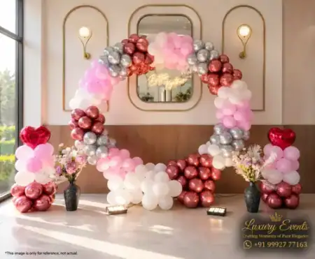 Professional engagement ceremony stage balloon setup, Gurugram