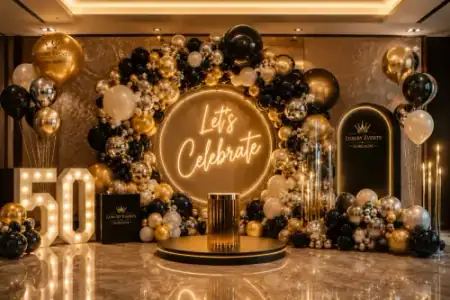 Luxury chrome balloon ring arch decoration, Gurugram