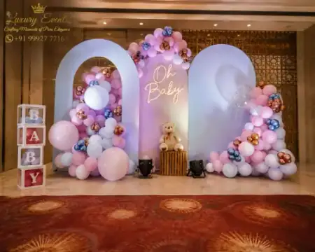 Welcome baby decoration setup in DLF Phase 1, Gurugram