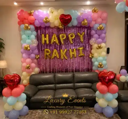 Raksha Bandhan family celebration balloon decor, Gurugram