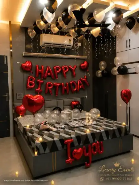 Romantic room surprise with balloons and fairy lights, Gurugram