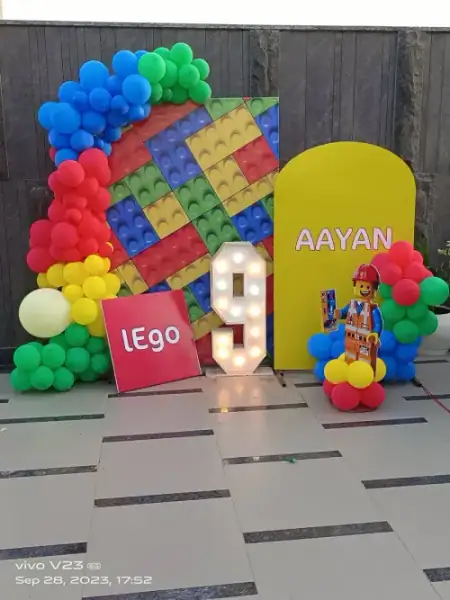Boss baby theme birthday ring arch setup with marquee lights, Gurugram