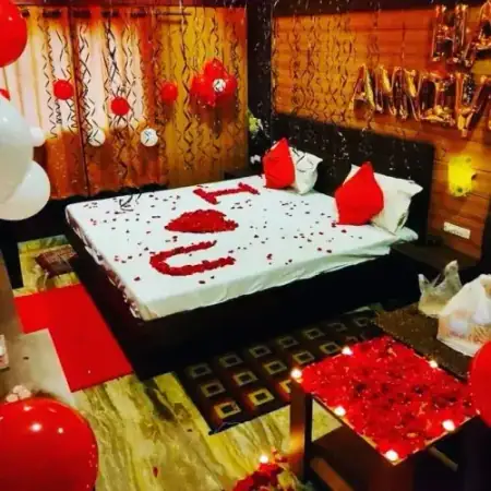 Red Rose Petal Heart and Scented Candles